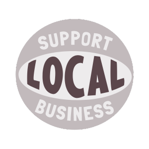 Support local business" badge graphic.